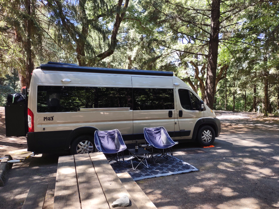 Chairs setup in the shade. (no mosquitoes)